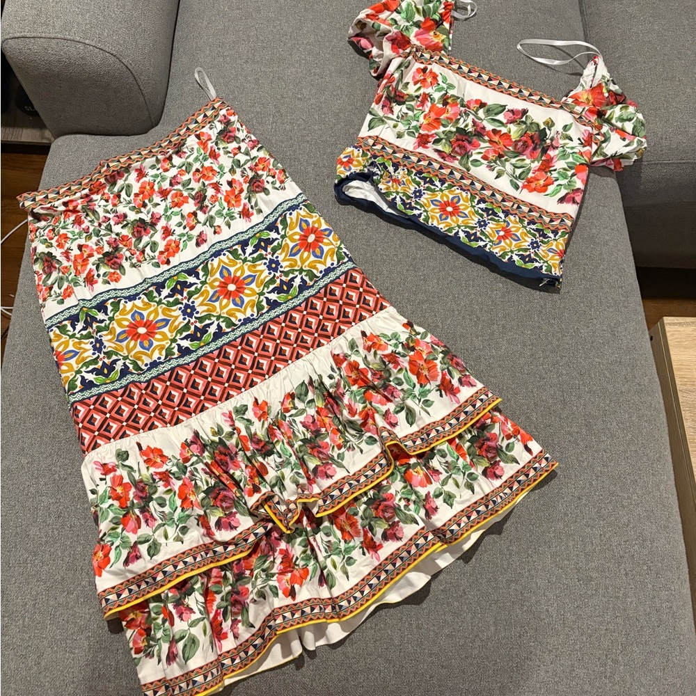 Floral and Geometric Print Two-Piece Set